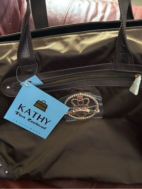 Kathy Van Zeeland Chocolate Brown Tote/ Briefcase with Gold Accent
